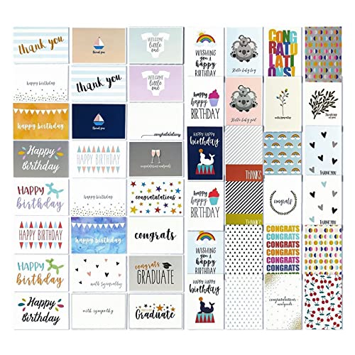 48-Pack Assorted All Occasion Greeting Cards with Envelopes, Box Set for Birthday, Thank You, Wedding, Graduation, Congrats, Blank Inside, 48 Assorted Designs (4×6 in)