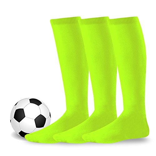 Athletic Cushioned Sports Socks for Adult Women Softball Baseball Soccer Socks 3-Pairs (Medium (9-11), Neon Green)