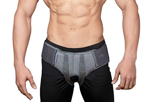 Wonder Care Grey Inguinal Hernia Support Truss brace for Single/Double Inguinal or Sports Hernia with Two Removable Compression Pads & Adjustable Groin Straps Surgery & injury Recovery belt