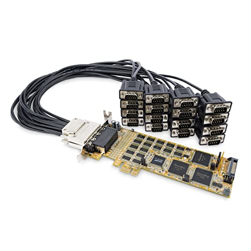 StarTech.com PCI Express Serial Card – 16 DB9 RS232 Ports – Low + Full Profile – Multiport Serial Adapter – PCIe Serial Card (PEX16S550LP)