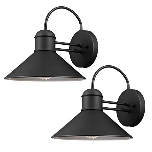 Globe Electric 44165 1-Light Outdoor Wall Sconce, 2-Pack, Black Finish, Outdoor Lighting Modern, Wall Lighting, Porch Light, Front Porch Décor, Patio Décor, Outdoor Lighting, Outdoor, Weatherproof