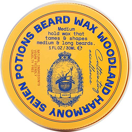 SEVEN POTIONS Beard Wax 1 oz. Natural Beard Styling Wax For Medium Hold. Shape And Nourish Your Beard While Looking Natural. Doesn’t Make The Beard Stiff (Woodland Harmony)