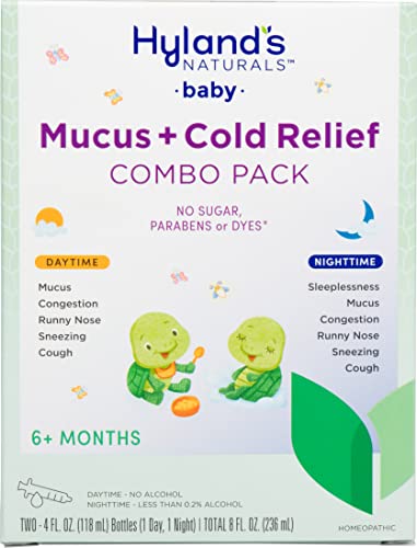 Hyland’s Naturals Baby Mucus and Cold Relief, Day & Night Value Pack, Infant And Baby Cold Medicine, Decongestant And Cough Relief, 8 Fl Oz