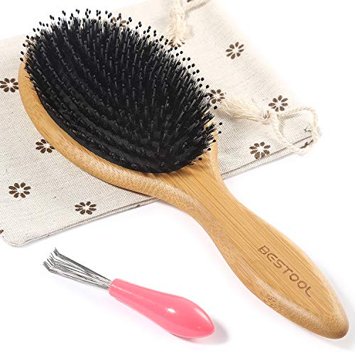 BESTOOL Hair Brush, Boar Bristle Hair Brushes for Women men Kid, Boar & Nylon Bristle Brush for Wet/Dry Hair Smoothing Massaging Detangling, Everyday Brush Enhance Shine & Health