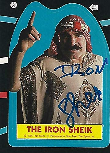 The Iron Sheik Signed 1985 Topps WWF Stickers Card 5 WWE Pro Wrestling Autograph – Autographed Wrestling Cards