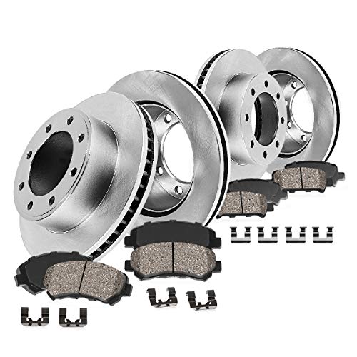 Callahan Front and Rear Brake Disc Rotors and Ceramic Brake Pads + Hardware Kit For Ford F250 F350 Excursion 4WD