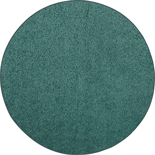Ambiant Pet Friendly Solid Color Area Rugs Teal – 3′ Round
