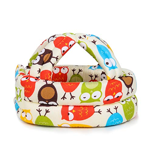 FLYPARTY Adjustable Infant Baby Toddler Protective Hat Helmet Safety Cap (Beige Owl)