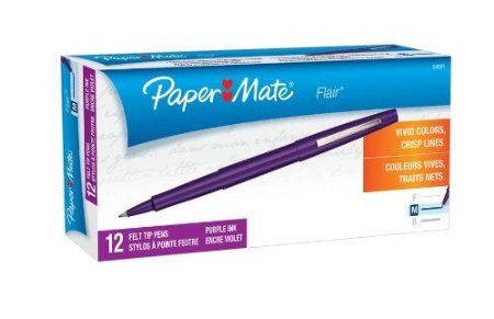 Paper Mate Flair Felt Tip Pens, Medium Point 1.0mm (2-Dozens, Purple)