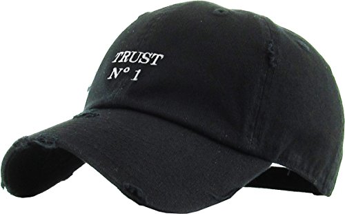 KBSV-055 BLK Dad Hat Trust No One Hustle Savage Vibe Baseball Cap Adjustable Cotton Vintage (One Size, Black Trust No1 Vintage)