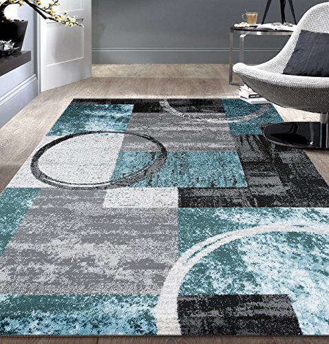 Rugshop Contemporary Abstract Circle Design Soft Area Rug 3’3″ x 5′ Gray
