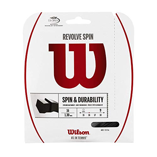 WILSON Sporting Goods Revole Spin 16 Black Tennis String – 16 gauge set
