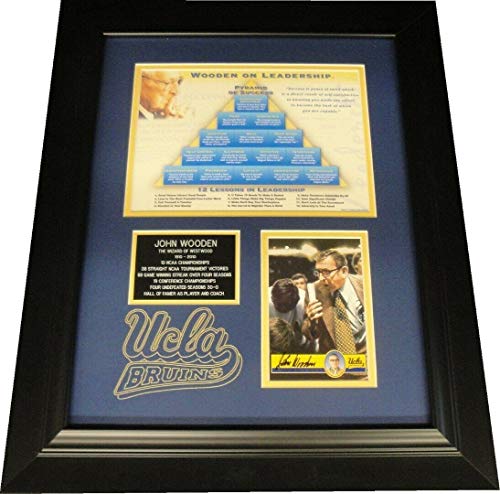 John Wooden Hand Signed Autograph Card Framed UCLA W/ 8X10 Pyramid Success Photo – Autographed College Cards