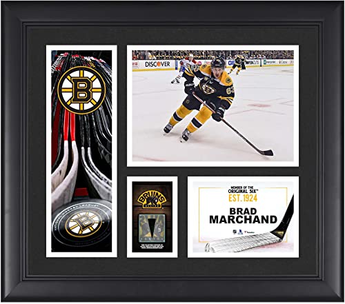 Brad Marchand Boston Bruins Framed 15″ x 17″ Player Collage with a Piece of Game-Used Puck – NHL Player Plaques and Collages