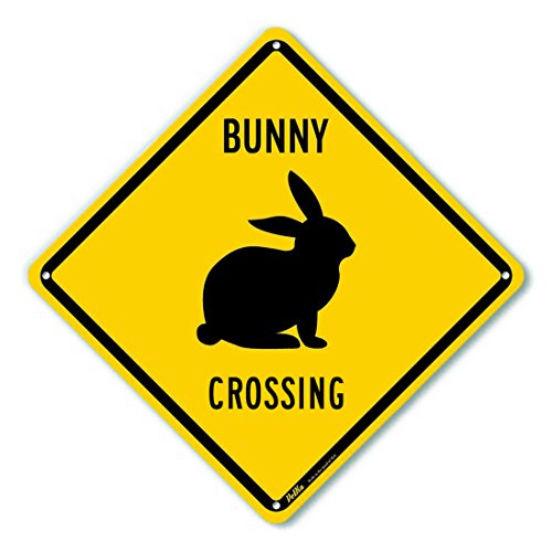Petka Signs and Graphics – PKAC-0175-NA_10x10 PetKa Signs and Graphics PKAC-0175-NA_”Bunny Crossing” Aluminum Sign, Black Text with Yellow Background 10″ x 10″, Black Text with Yellow Background