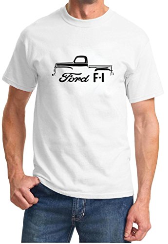 1948-51 Ford F-1 F1 Pickup Truck Classic Outline Design Tshirt 2XL White