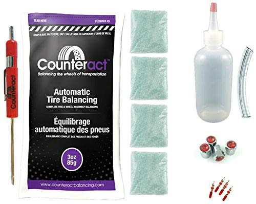 Counteract DIYK-3 Do It Yourself Tire/Wheel Balancing Beads Kit – Light Duty Truck Tires, (4) 3oz DIY Bead Bags, (4) Valve Caps and Cores, (1) Core Remover, Injector Bottle