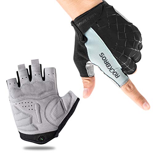 ROCKBROS Cycling Bike Gloves for Men Women – Half Finger Bicycle Gloves Padded Shock Absorbing Anti-Slip Breathable MTB Road Biking Gloves