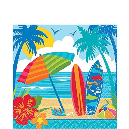 Amscan Sun And Surf Luncheon Napkins – 6 1/2″ x 6 1/2″ | Pack of 36