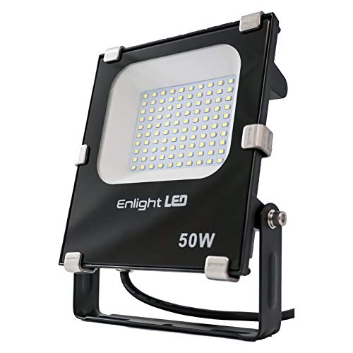 Enlight LED LD-FD-A50 50W LED Flood Light 120 Degree Light Angle 5,000 lm, Cool White, Heavy Duty Aluminum