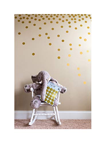 Posh Dots Metallic Gold Circle Wall Decal Stickers for Festive Baby Nursery Kids Room Trendy Cute Fun (200 Decals) Vinyl Removable Round Polka Dot Decor Safe for Wall Paint Confetti