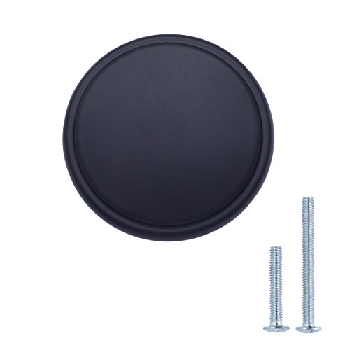 Amazon Basics Modern Wide Top Ring Cabinet Knob, 1.52-inch Diameter, Flat Black, 10-Pack