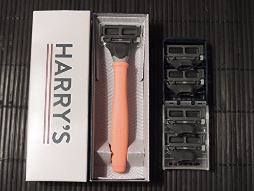 Harry’s Newest Design Orange Truman Shave Handle with 5 Razor Blades Cartridges