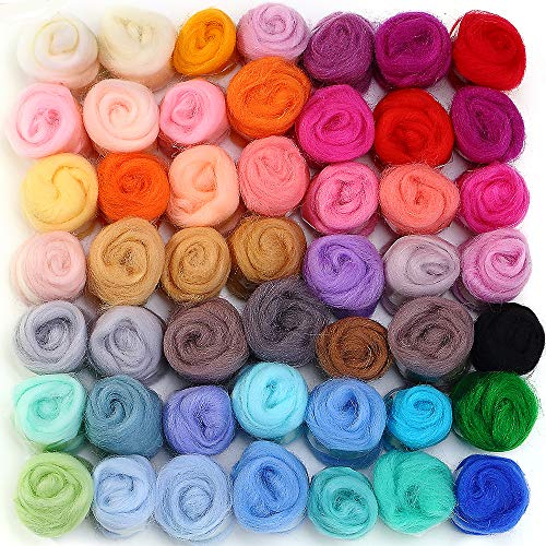 MOMODA BAODLON 50 Colors Fibre Wool Yarn Roving for Needle Felting Hand Spinning DIY Craft Materials