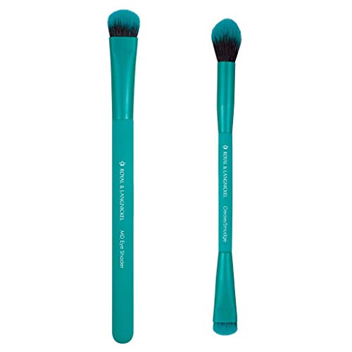 MODA EZGlam Duo, Smoky Eyes, Travel Size 2pc Makeup Brush Set Includes – Eye Shader, Crease/Smudger Brush, Teal