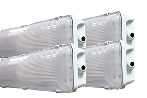 Orilis LED Vapor Tight Lights | 4FT Garage Shop Light Waterproof Fixtures | Commercial Water Resistant Lighting for Outdoor Parking Lot Car Wash Warehouse Patio | 6500K IP65 85-277V (4-Pack)