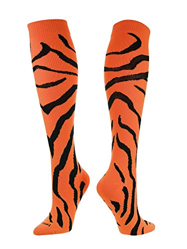 TCK Sports Krazisox Zebra Stripe Socks (Orange/Black, Medium)