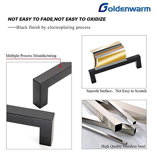 Goldenwarm 10 Pack Black Square Bar Cabinet Pull Drawer Handle Stainless Steel Modern Hardware for Kitchen and Bathroom Cabinets Cupboard,Center to Center 8-4/5in(224mm) | The Storepaperoomates Retail Market - Fast Affordable Shopping