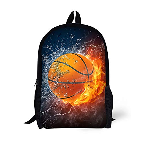 Basketball School Backpack for Boys/Girls 17 in Black Boy Backpack,Cool Design Casual Daypack Sports Backpack for Man/Kid/Girl/Woman