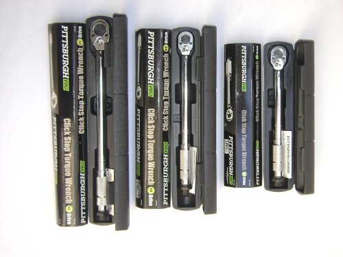 Set of 3 Pittsburgh Pro Reversible Click Type Torque Wrench Sizes 1/4″, 3/8″, 1/2″