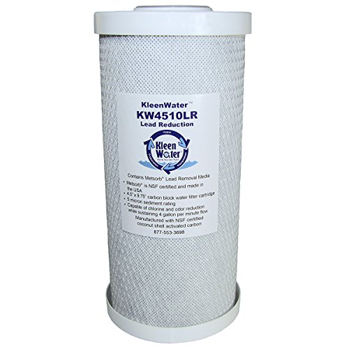 Lead Water Filter, KleenWater KW4510LR Carbon Block Replacement Water Filter Cartridge, 4.5 x 9.75 Inches