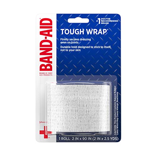 Band-Aid Brand of First Aid Products Tough Wrap Self-Adhesive Bandage Wrap, Elastic & Water-Resistant for Minor Wound Care & Dressing, Flexible Fabric, Lightweight, Durable, 2 in by 2.5 yd