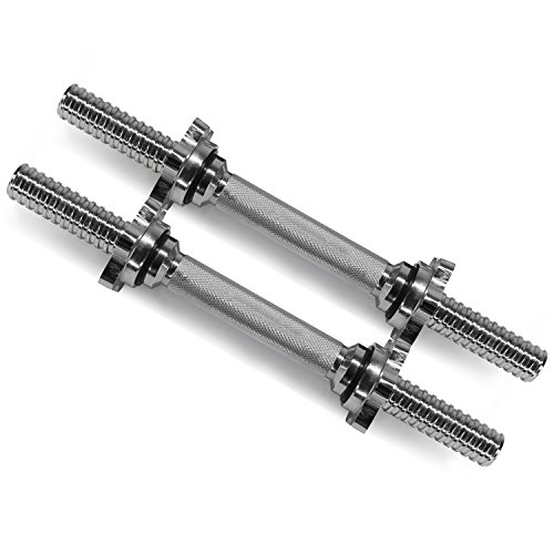 Yes4All 1-inch Dumbbell Handles with Collars – Dumbbell Handle Standard for 1-inch Plates Weight Set (Chrome, Set of 2)