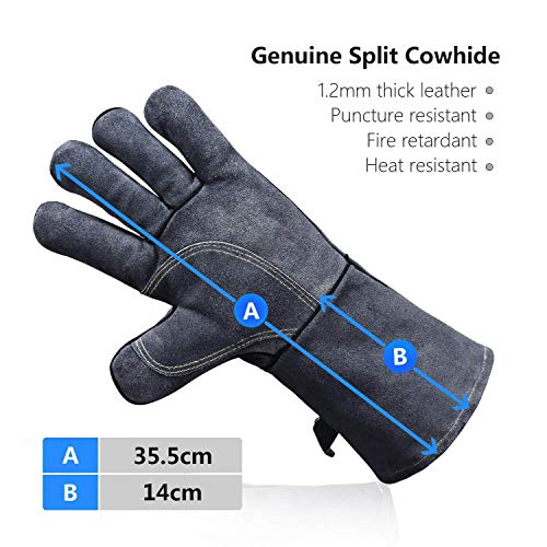 OZERO 932°F Heat Resistant Forge Welding Gloves 14 inches Cowhide Leather – Long Sleeve and Insulated Lining Grill Glove for Tig Welder/Mig/Barbecue/Green Egg/Stove Gray | The Storepaperoomates Retail Market - Fast Affordable Shopping