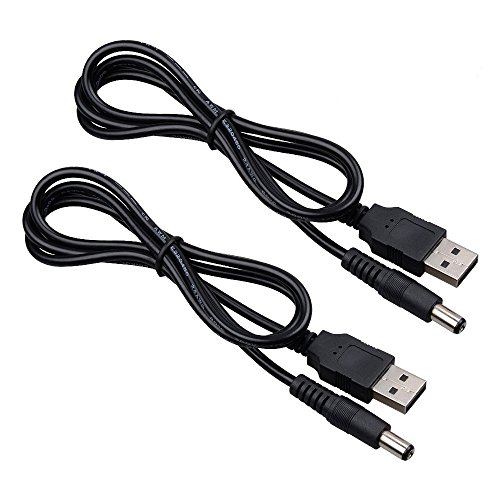 Onite 2pcs USB to DC 5.5×2.1mm Power Cable, 20AWG 3.3ft Barrel Jack Center Pin Positive Charger Cord for Led and Peripheral Products, Toys, Small Household Appliances (Data Transfer is Not Supported)