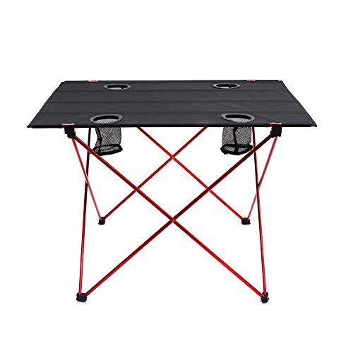 Outry Lightweight Folding Table with Cup Holders, Portable Camp Table (L – Unfolded: 29.5″ x 22″ x 21″)