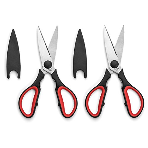 Ultra Sharp Kitchen Cooking Scissors, Heavy Duty, Serrated Stainless Steel Shears, Set of 2, Protective Cap, Dishwasher Safe | The Storepaperoomates Retail Market - Fast Affordable Shopping