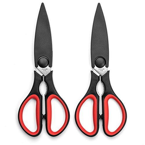 Ultra Sharp Kitchen Cooking Scissors, Heavy Duty, Serrated Stainless Steel Shears, Set of 2, Protective Cap, Dishwasher Safe | The Storepaperoomates Retail Market - Fast Affordable Shopping