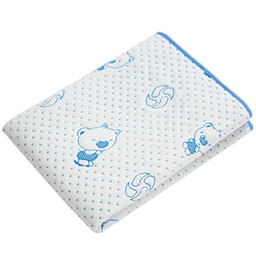 OLizee 2 Pack 19.5X27.5″ Cotton Breathable Absorbent Urine Mat Waterproof Changing Pad for Baby Washable Mattress Pad Sheet Protector, Blue