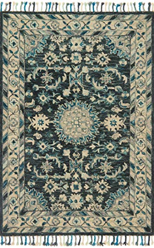 Loloi Rugs, Zharah Collection – Teal / Grey Area Rug, 5′ x 7’6″