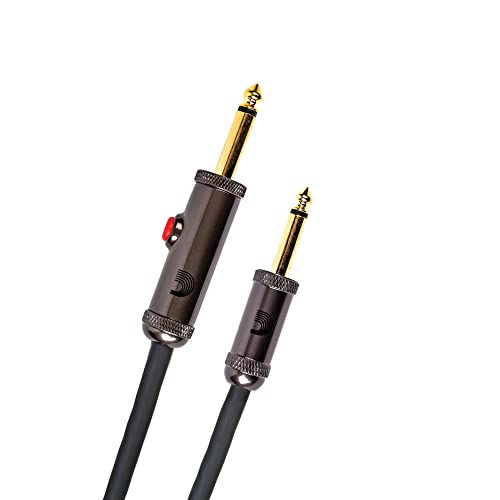 D’Addario Accessories 20′ Circuit Breaker Instrument Cable with Latching Cut-Off Switch, Straight Plug