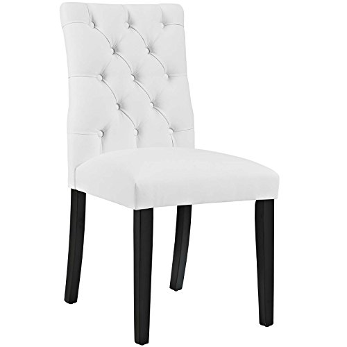 Modway MO- Duchess Modern Tufted Button Faux Leather Upholstered Parsons, Dining Chair, White