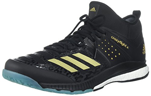 adidas Performance Men’s Crazyflight X Mid Volleyball Shoes, Core Black/Gold Met/Icey Blue, 8 M US