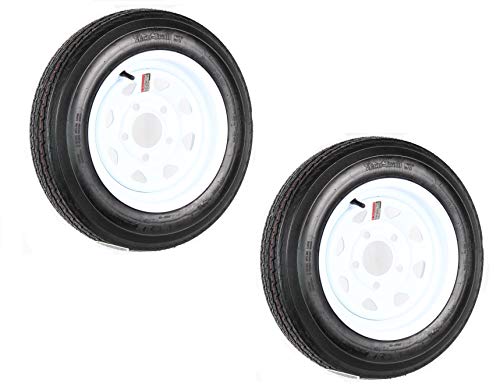 2-Pack Trailer Tire On Rim 4.80-12 Load C 5 Lug White Spoke Wheel 30660