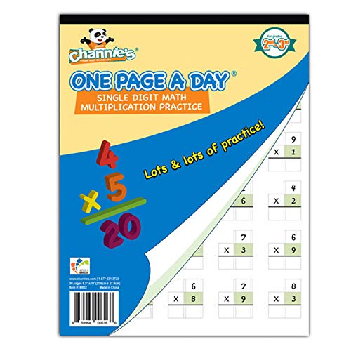 Channie’s One Page A Day Single Digit (Beginner) Multiplication Math Problem Workbook for 2nd Graders and 3rd Grade Simply Tear Off On Page a Day For Math Repetition Exercise!