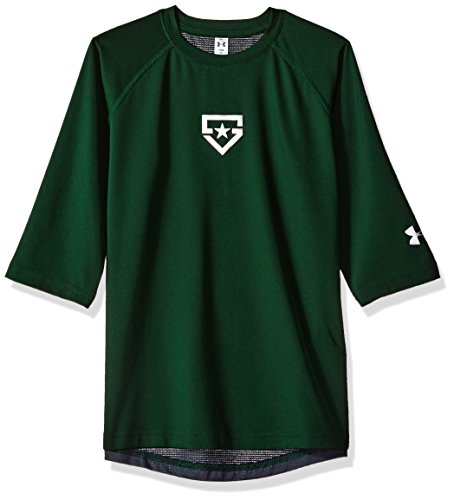 Under Armour Boys Heater 3/4 sleeve T-Shirt, Forest Green (301)/Silver, Youth Small